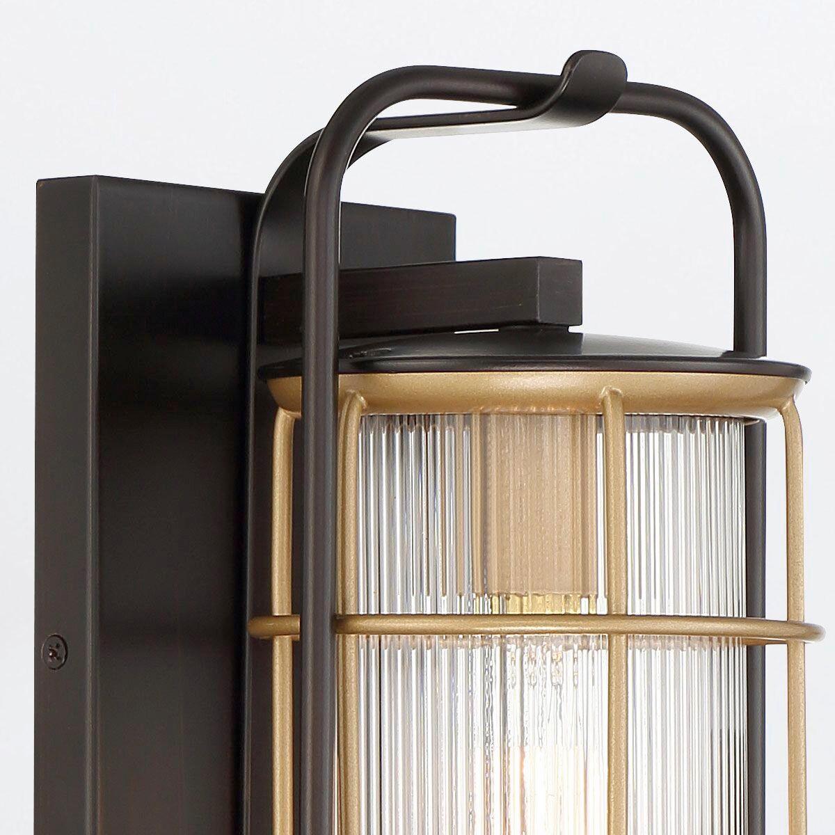 Kültéri Falilámpa Qn-Rivamar-M-Blk-Gd - többszínű, Konventionell, üveg/fém (41,1/15,3/18,4cm) - Elstead Lighting
