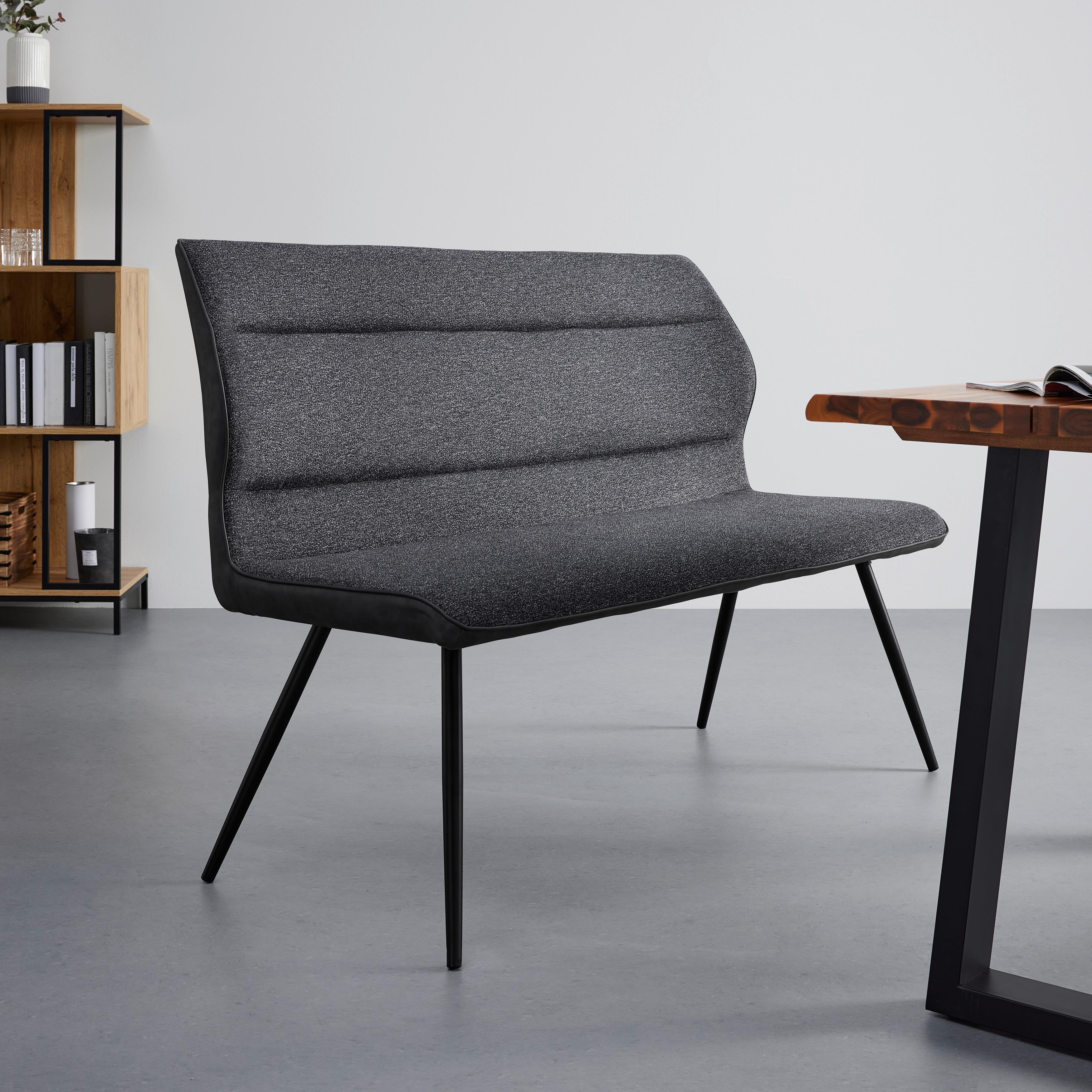 Sedací Lavice Eva Tmavěšedá - černá/tmavě šedá, Moderní, kov/dřevo (139/92,5/60,5cm) - Bessagi Home