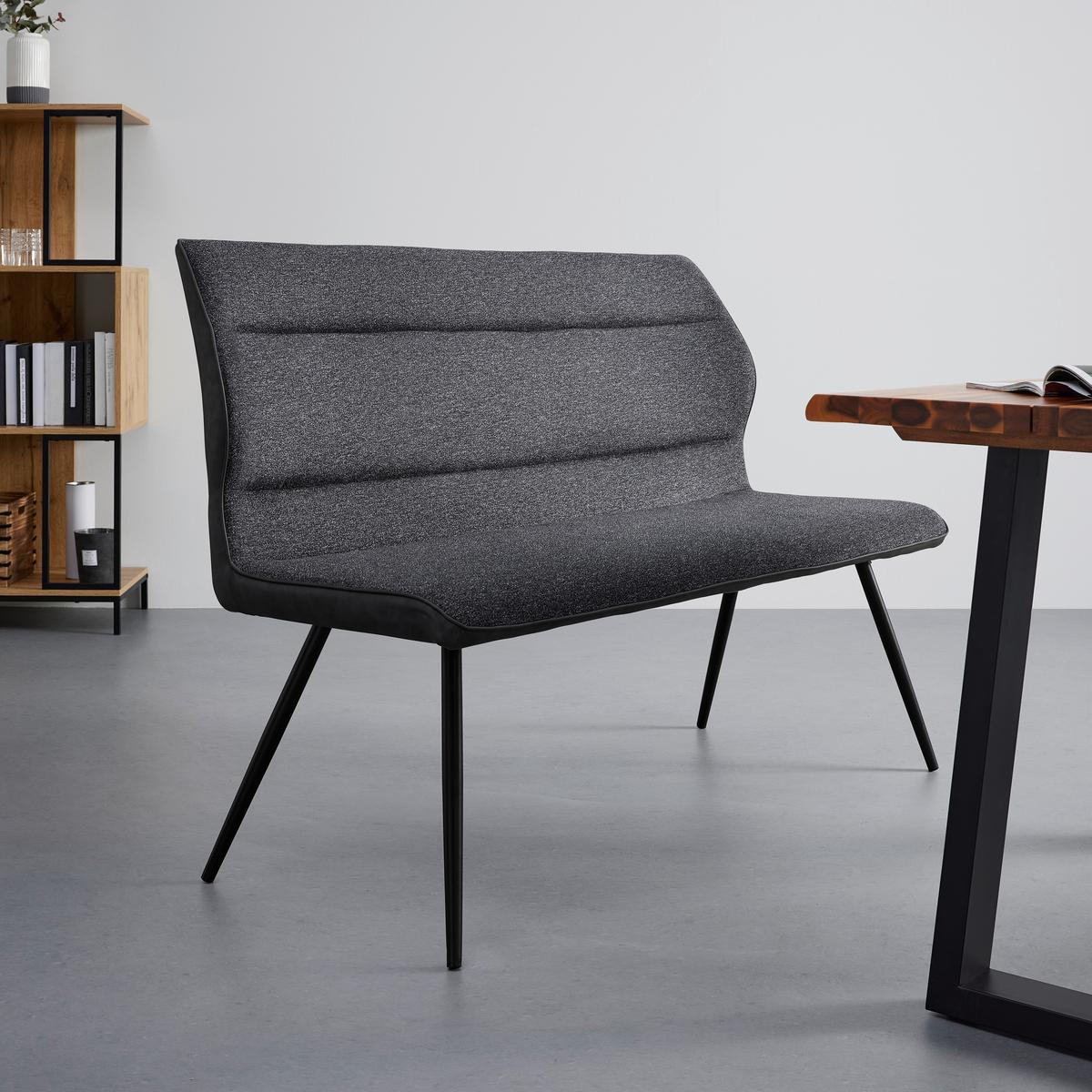 Lavica Eva tmavosivá - čierna/tmavosivá, Modern, kov/drevo (139/92,5/60,5cm) - Bessagi Home