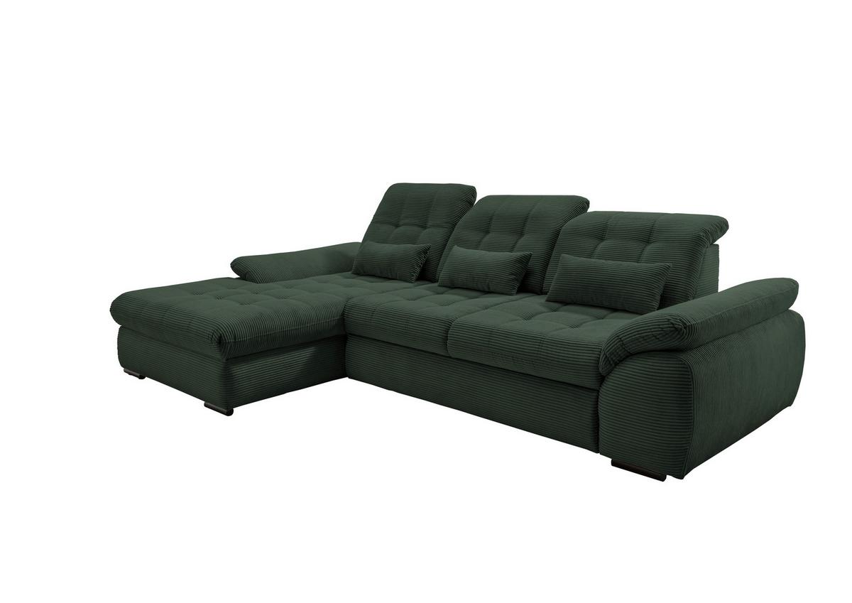 Ecksofa Mit Bettkasten Rigatti Dunkelgrün 184x314 Cm - Dunkelgrün/Schwarz, MODERN, Textil (184/314cm) - Livetastic