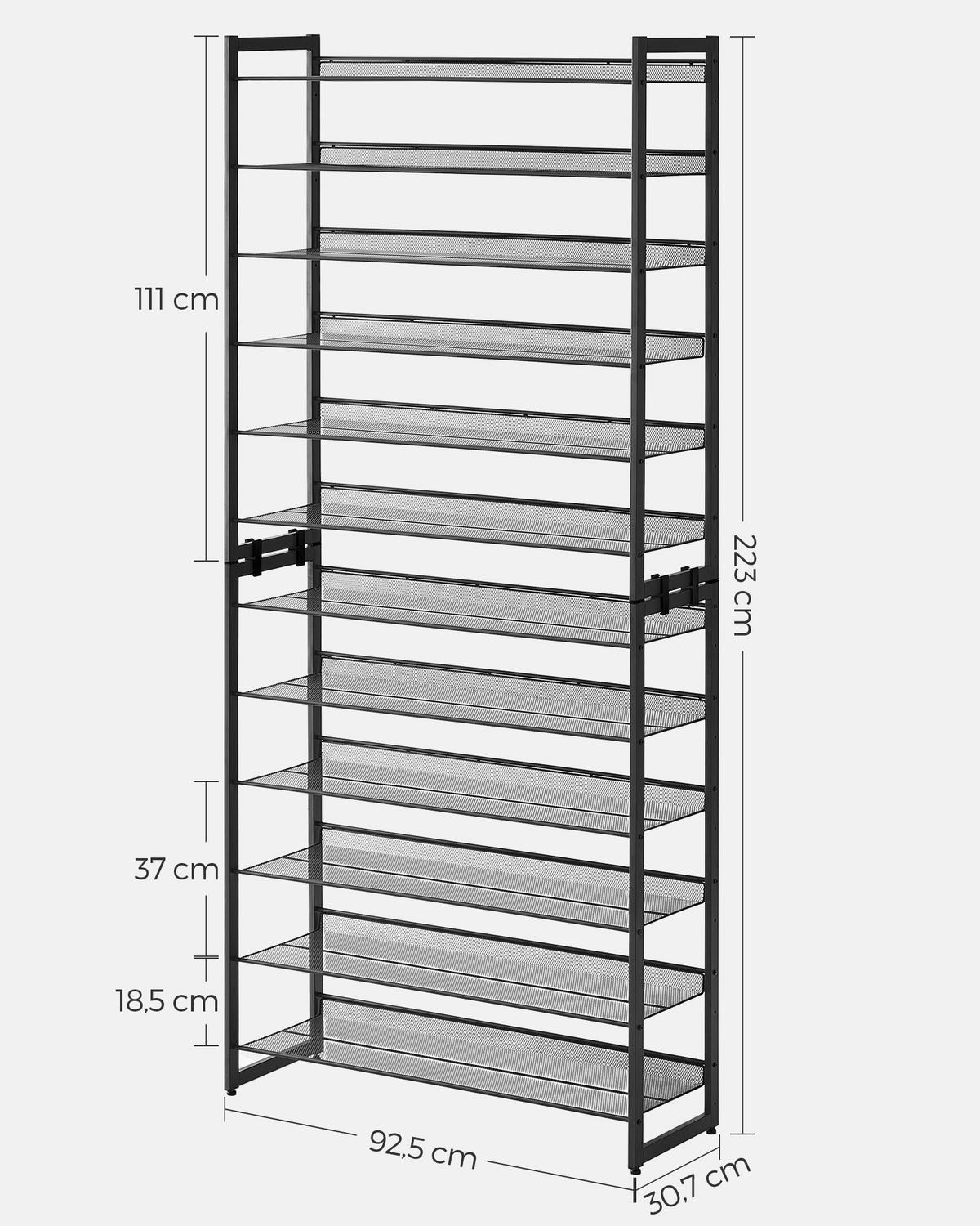 REGÁL NA BOTY TYP: LMR12BV1 - černá, Trend, kov (92.5/223/30.7cm) - Boxxx
