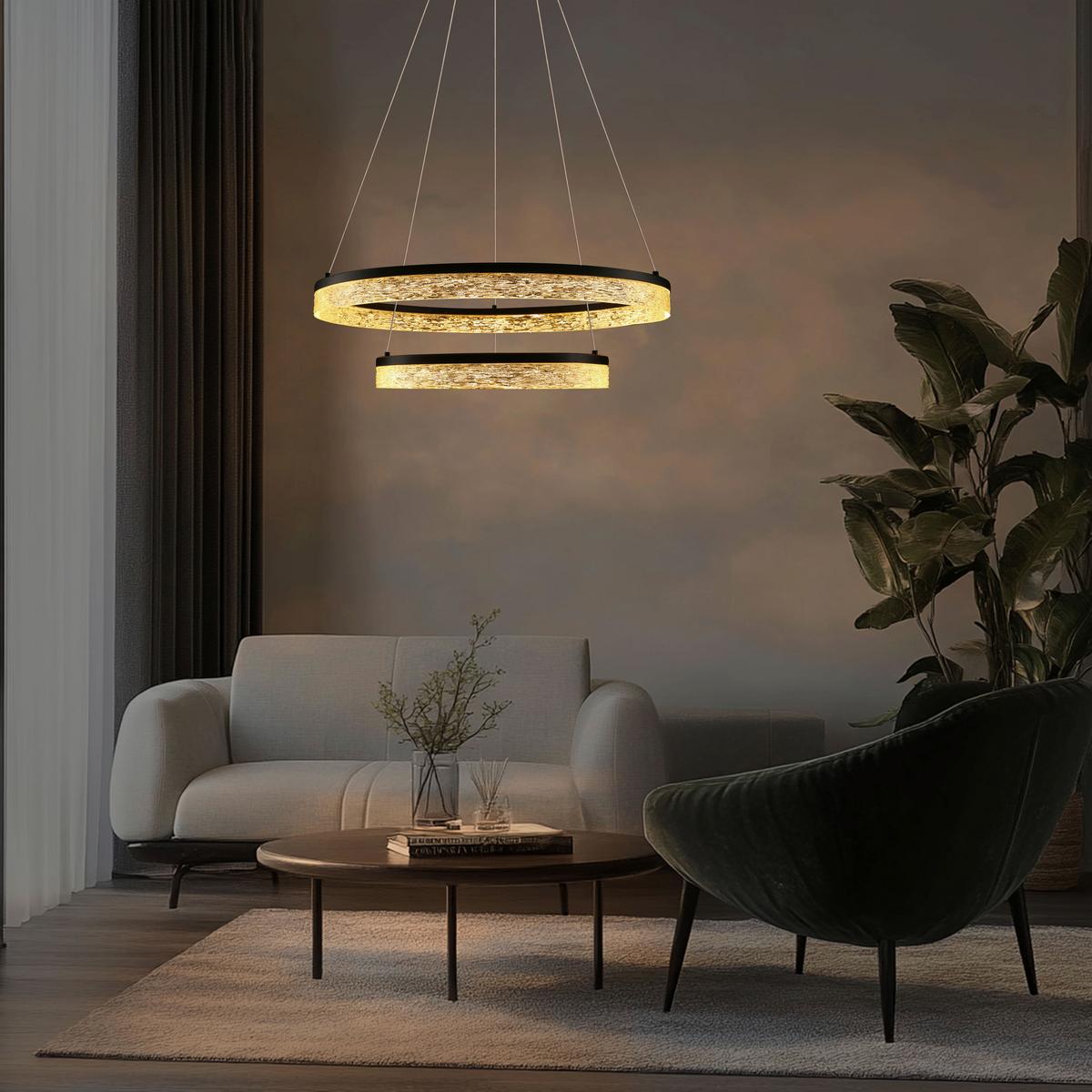 LED-Pendelleuchte 32-35561 Frozi - Transparent/Schwarz, Design, Kunststoff/Metall (60/60/120cm)
