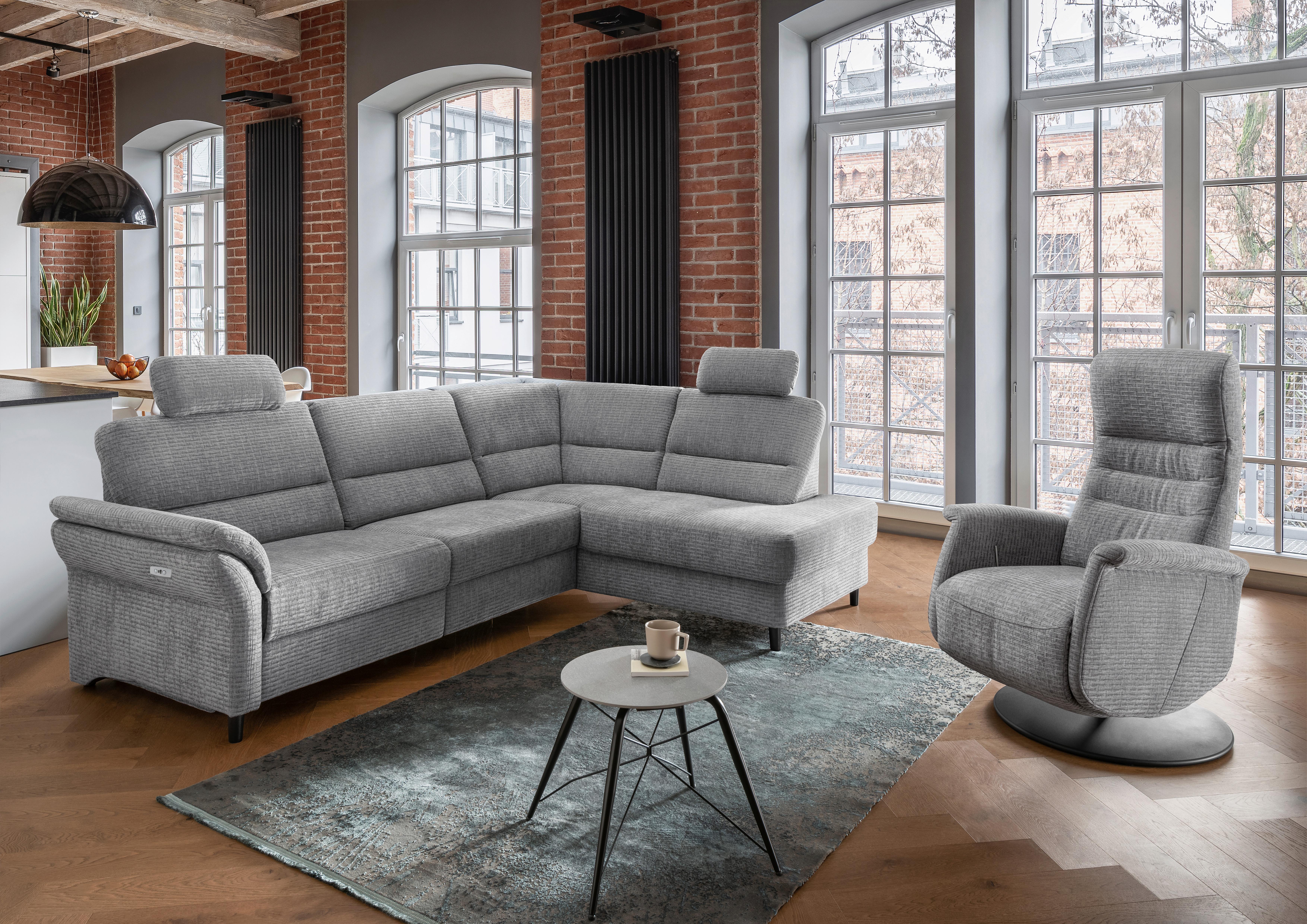Ecksofa Cavoli Grau Relaxfunktion S: 266x190 cm - Schwarz/Weiß, MODERN, Textil (266/190cm) - Livetastic