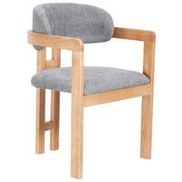 Armlehnstuhl Sally Grau Gepolstert - Eichefarben/Grau, MODERN, Holz/Textil (60/80/52cm) - MID.YOU