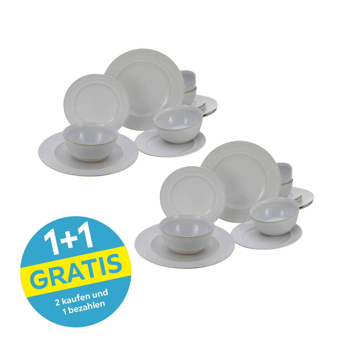Kombiservice Keramik 4 Personen Geschirr Set Weiß - Weiß, Basics, Keramik - Creatable
