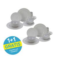 Kombiservice Keramik 4 Personen Geschirr Set Weiß - Weiß, Basics, Keramik - Creatable