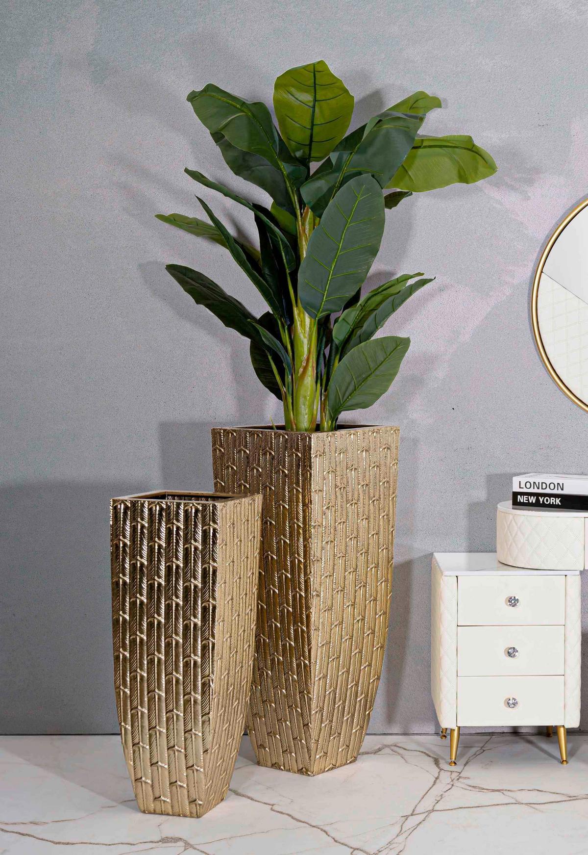 Vase Gliss Set 2 Pcs Goldfarben B: 40 cm - Goldfarben, Basics, Metall (40/99/40cm)