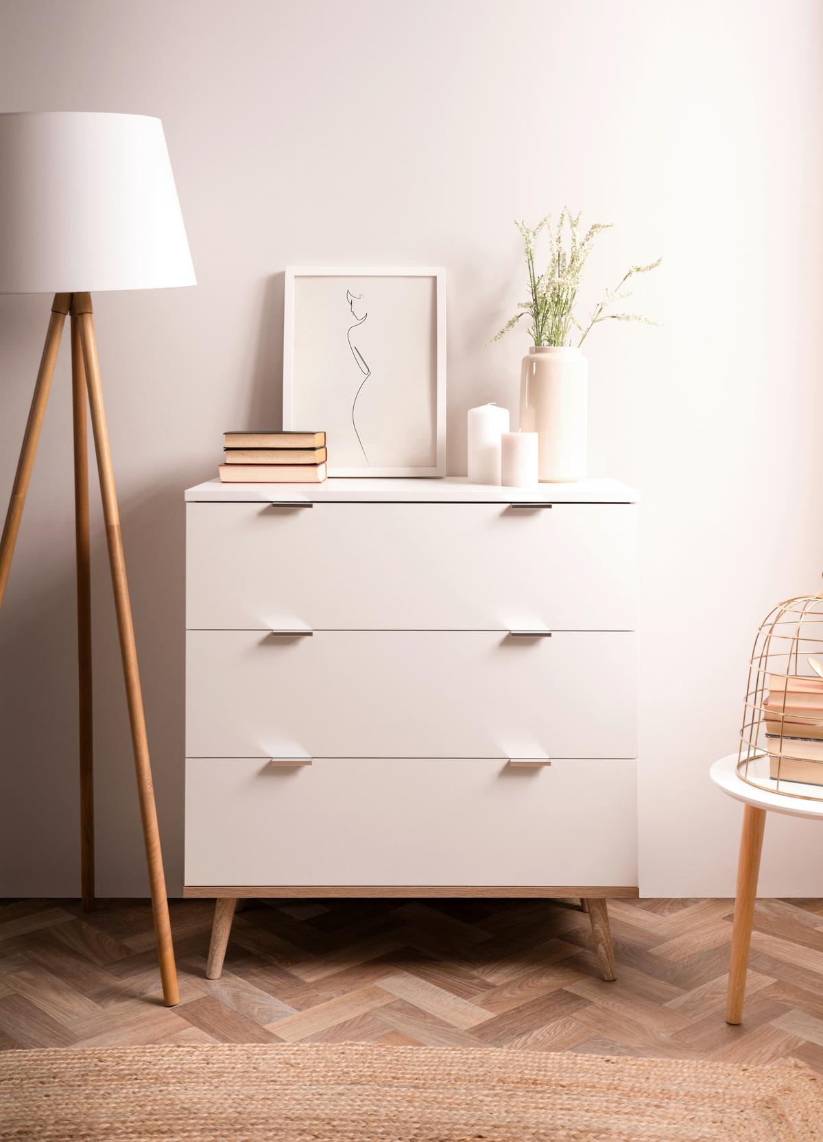 Kommode B 80 Cm Göteborg, Weiß/eiche Dekor - Weiß/Sonoma Eiche, KONVENTIONELL, Holzwerkstoff (80/86,5/40cm) - MID.YOU