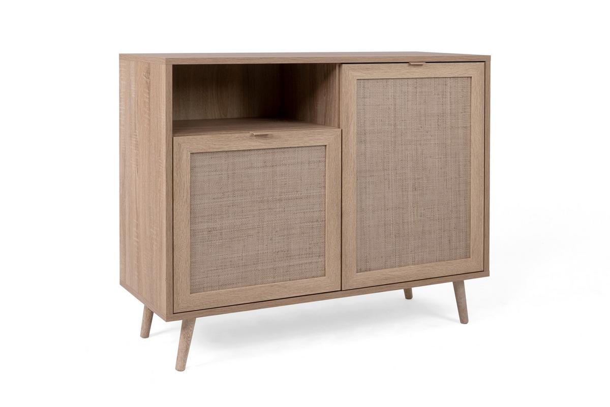 Kommode B 101,5 cm Bali, Sonoma Eiche/Geflechtsoptik - Sonoma Eiche, Natur, Holzwerkstoff (101,5/87/40cm) - MID.YOU