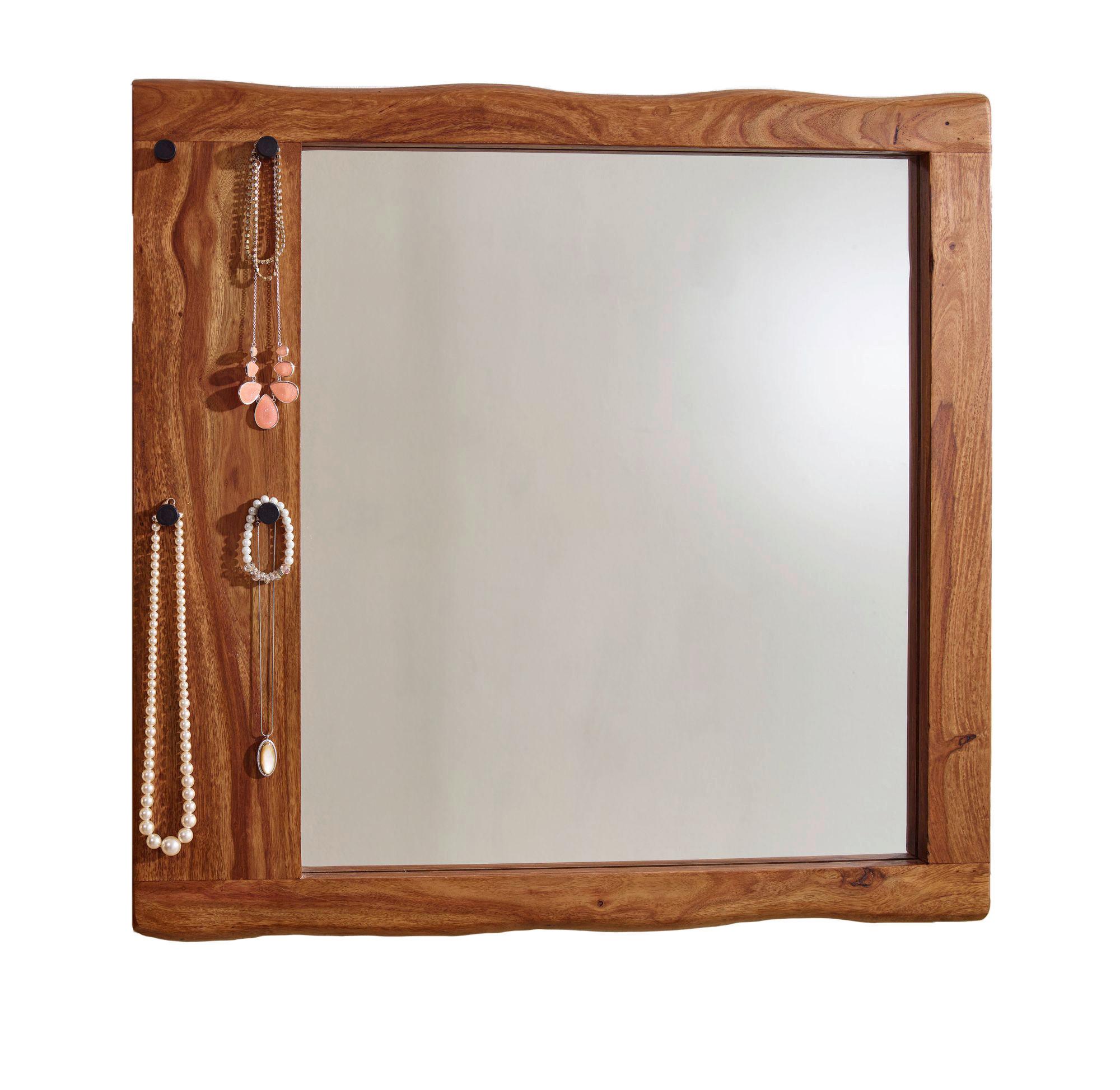 Zrkadlo V Masívnom Drevenom Ráme Š: 80 Cm - farby sheesham, Moderný, drevo/sklo (80/80/3cm) - MID.YOU