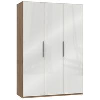 Šatníková skrňa LEVEL 36 D - biela s vysokým leskom/farba duba, Modern, kompozitné drevo (150/216/58cm) - MID.YOU