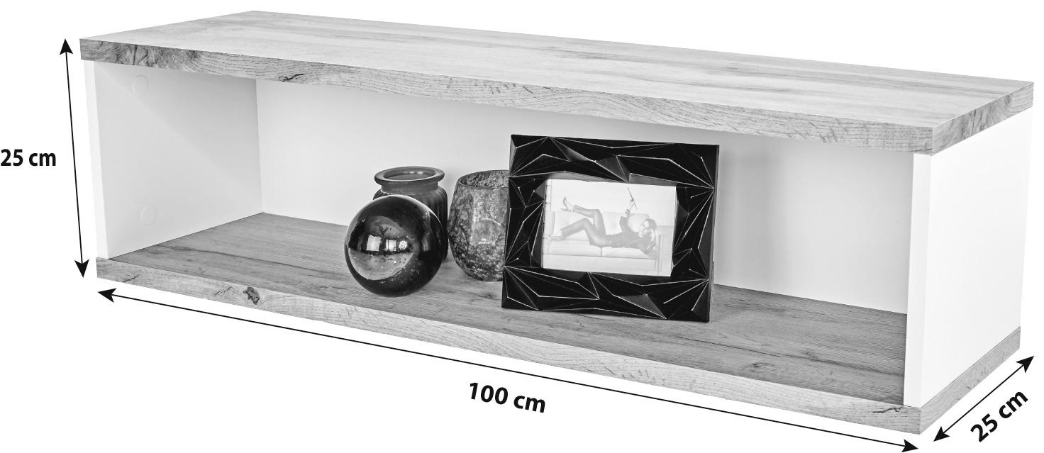 Wandregal Rivoli 100x25cm, Weiß/ Wotan Eiche Dekor - Eichefarben/Weiß, MODERN, Holzwerkstoff (100/25/25cm)