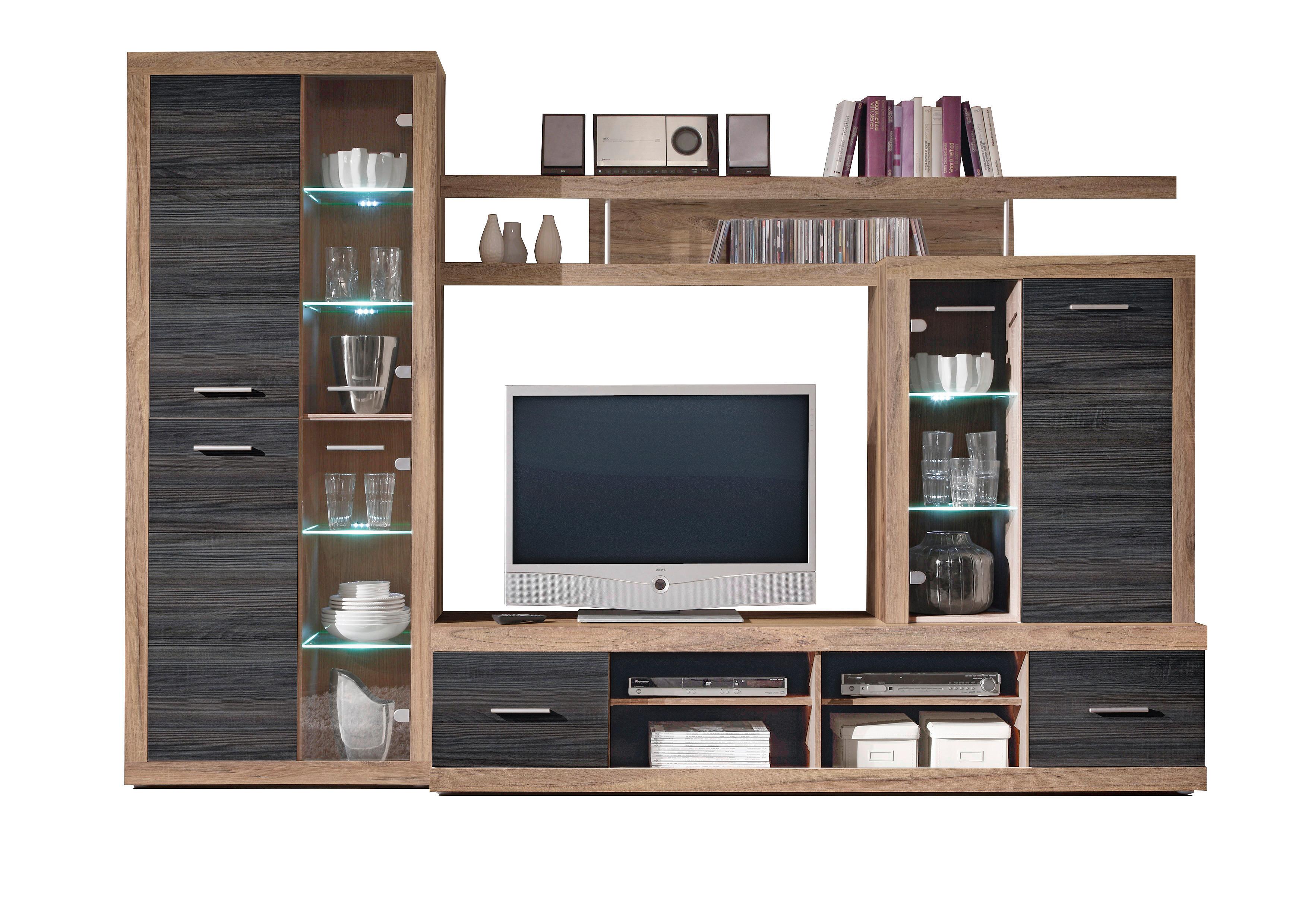 Vitrinkombináció Cancan - diófa színű, Modern, fa (284/195/40cm)