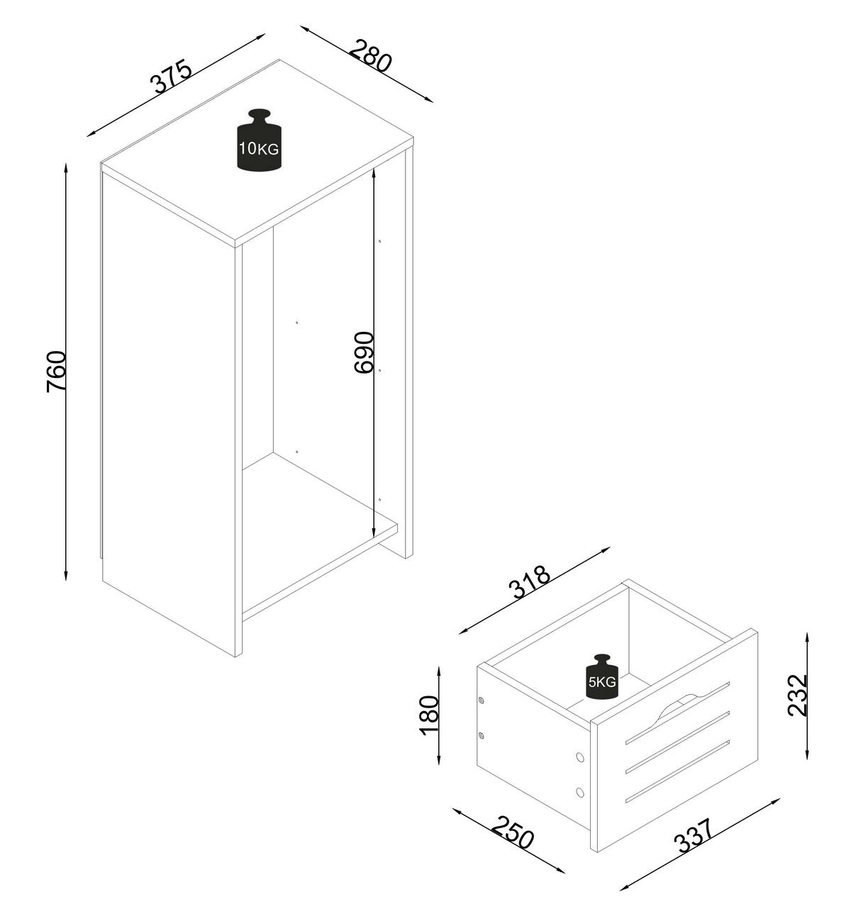 Midischrank Flonali Weiß/Eichefarben B: 38cm - Eichefarben/Weiß, Trend, Holzwerkstoff (38/76/28cm) - MID.YOU