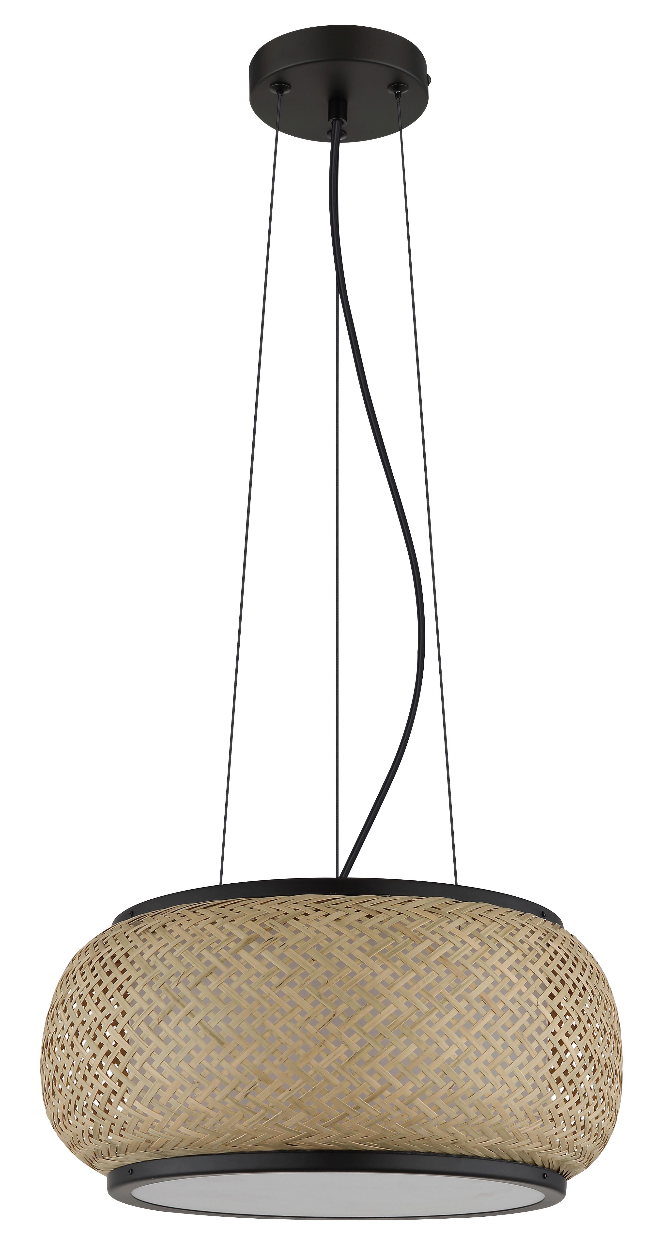 Led-hängeleuchte Memory-Funktion - Schwarz/Naturfarben, Design, Holz/Kunststoff (38/120cm) - Globo