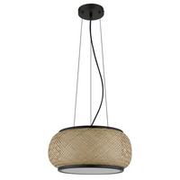 Led-hängeleuchte Memory-Funktion - Schwarz/Naturfarben, Design, Holz/Kunststoff (38/120cm) - Globo