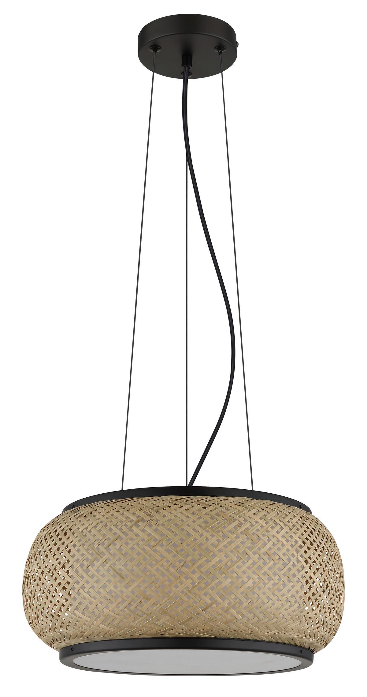 Led-hängeleuchte Memory-Funktion - Schwarz/Naturfarben, Design, Holz/Kunststoff (38/120cm) - Globo