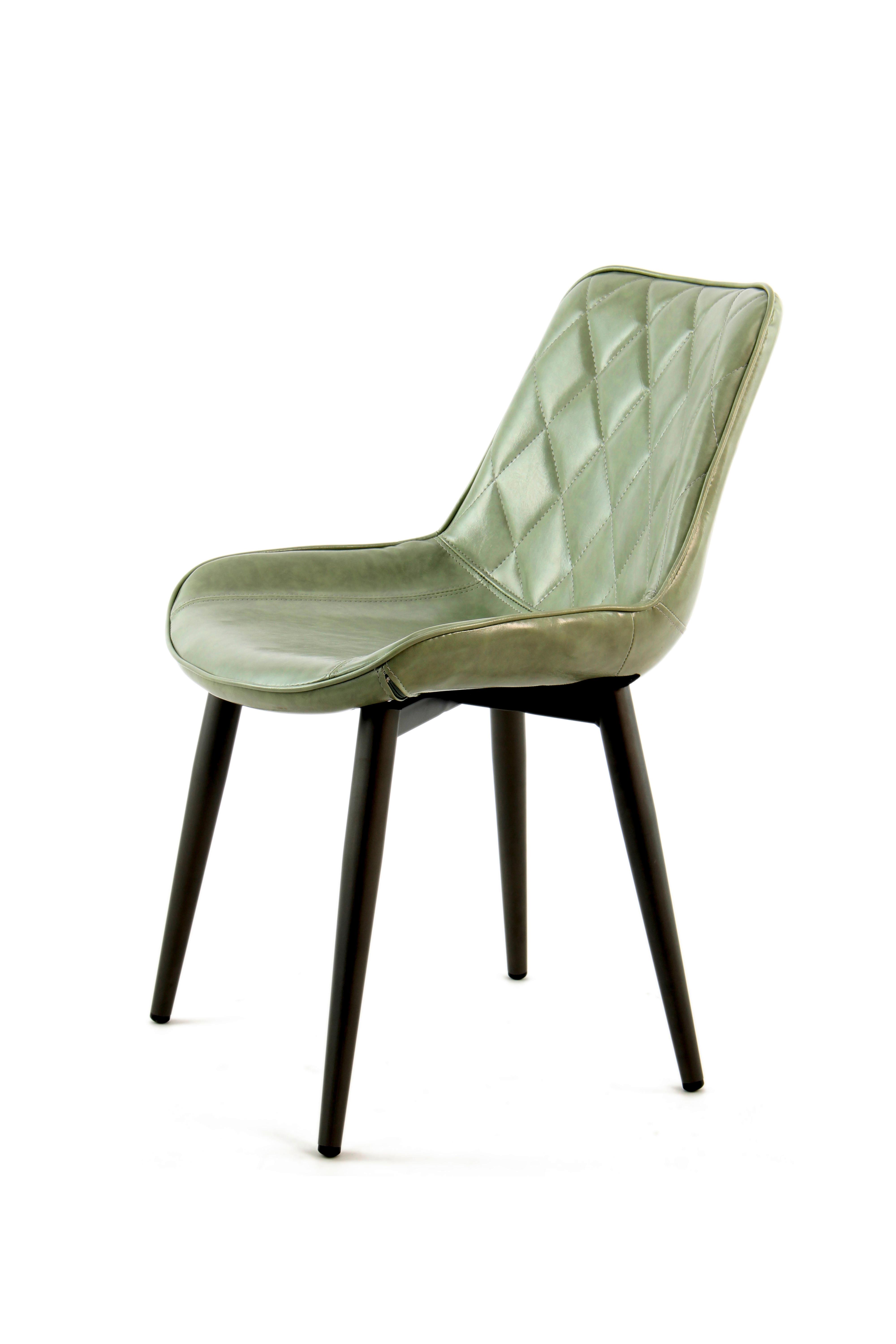 Sada židlí zelená - světle zelená, Lifestyle, kov/kůže (51/80/60cm)