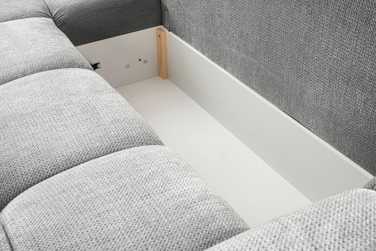 Ecksofa Taremi, Silberfarben 173x299 - Silberfarben/Schwarz, Design, Textil (173/299cm) - Stylife