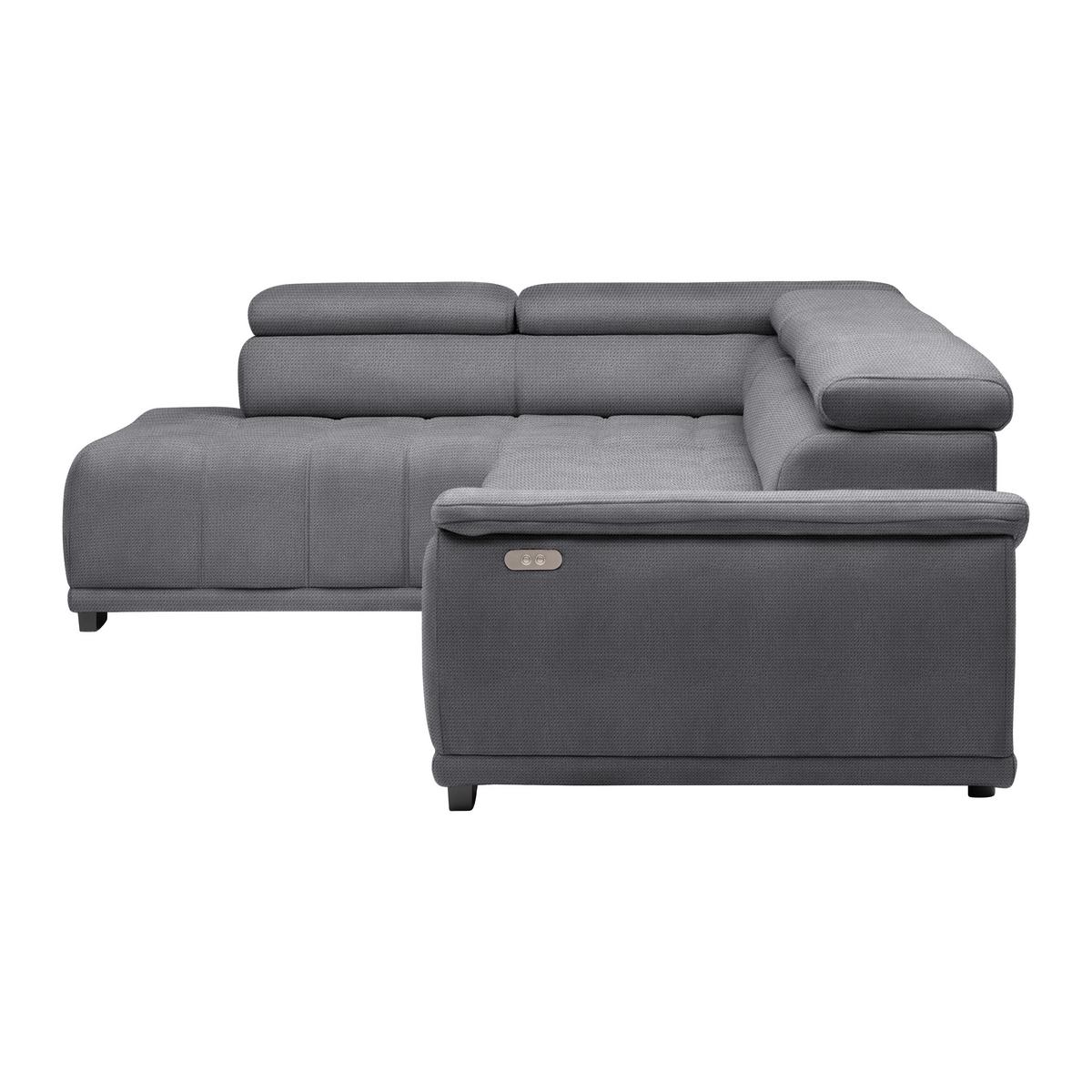 Rohová sedačka GRINALDI, ľavá, modrosivá - čierna/modrosivá, Modern, textil/plast (206/283cm) - Premium Living
