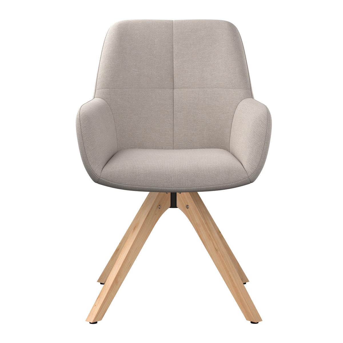 Armlehnstuhl Woody Webstoff beige, B: 64 cm - Beige/Naturfarben, Trend, Holz/Textil (64/83/61cm)