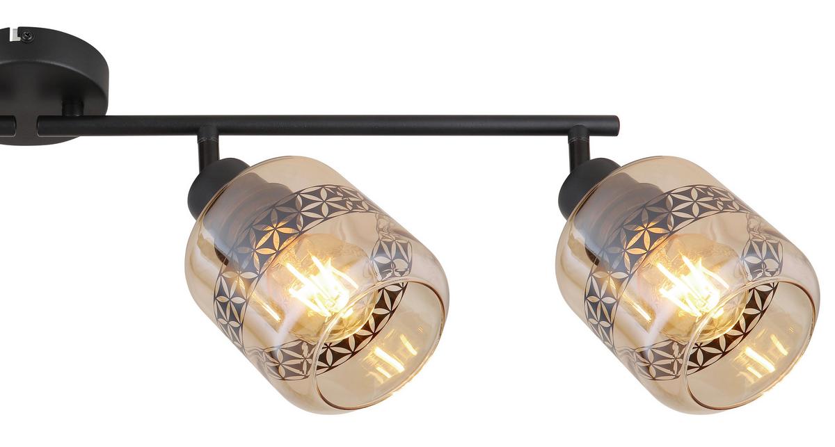 Strahler 4-Flammig verstellbar L: 70,5 cm - Schwarz, Design, Glas/Metall (70,5/11/25cm) - Globo