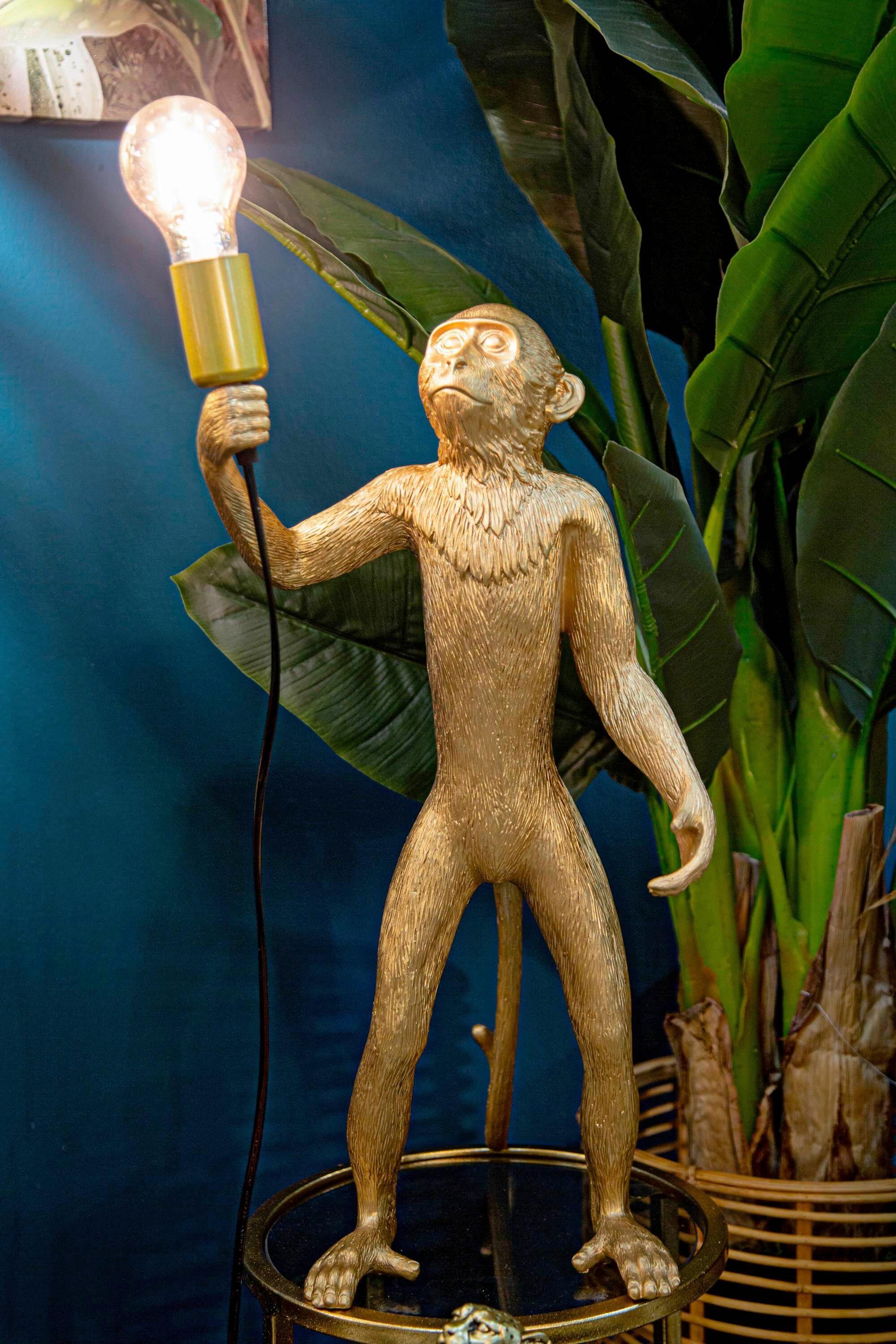 Tischleuchte Monkey Gold Goldfarben B: 20 cm - Goldfarben, Basics, Kunststoff (20/64/20cm)