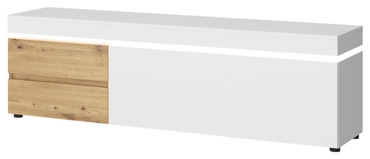 TV-Element Luci Weiß Eiche Artisan/Weiß B: 180,5 cm - Eiche Artisan/Weiß, Trend, Holzwerkstoff (180,5/56,6/48cm) - MID.YOU