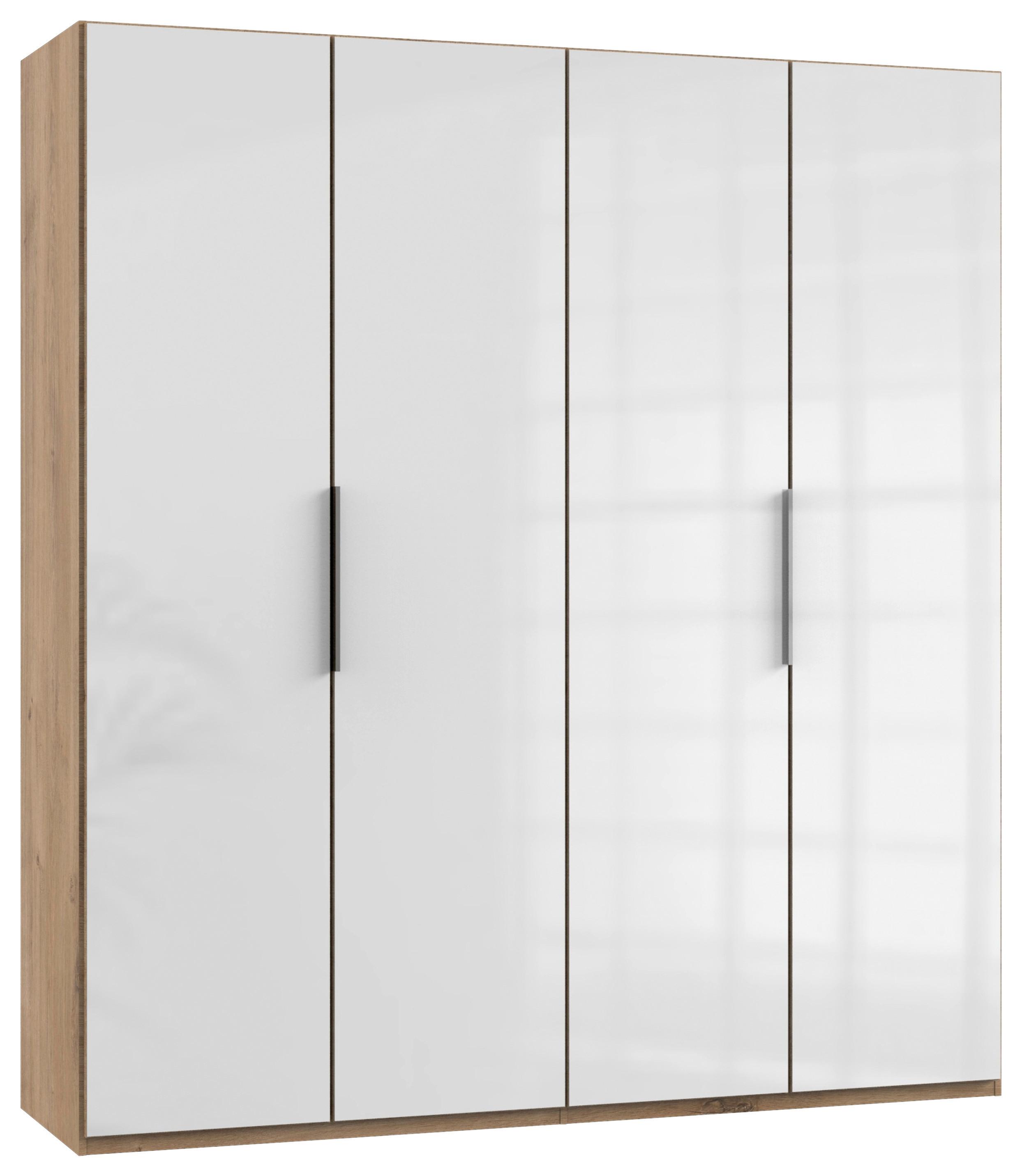 Šatníková skriňa LEVEL 36 D - biela s vysokým leskom/farba duba, Modern, kompozitné drevo (200/216/58cm) - MID.YOU
