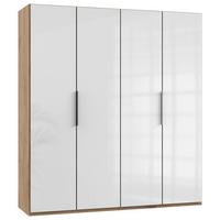 Šatníková skriňa LEVEL 36 D - biela s vysokým leskom/farba duba, Modern, kompozitné drevo (200/216/58cm) - MID.YOU