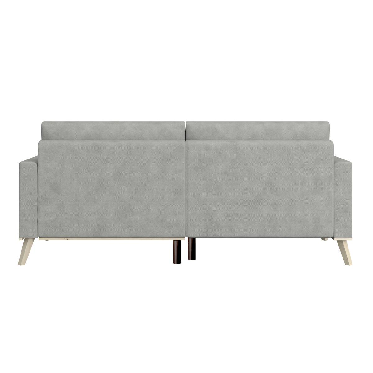 Rohová sedačka CARINI, oboustranná, světle šedá - barvy dubu/světle šedá, Basics, dřevo/textil (222/152cm)