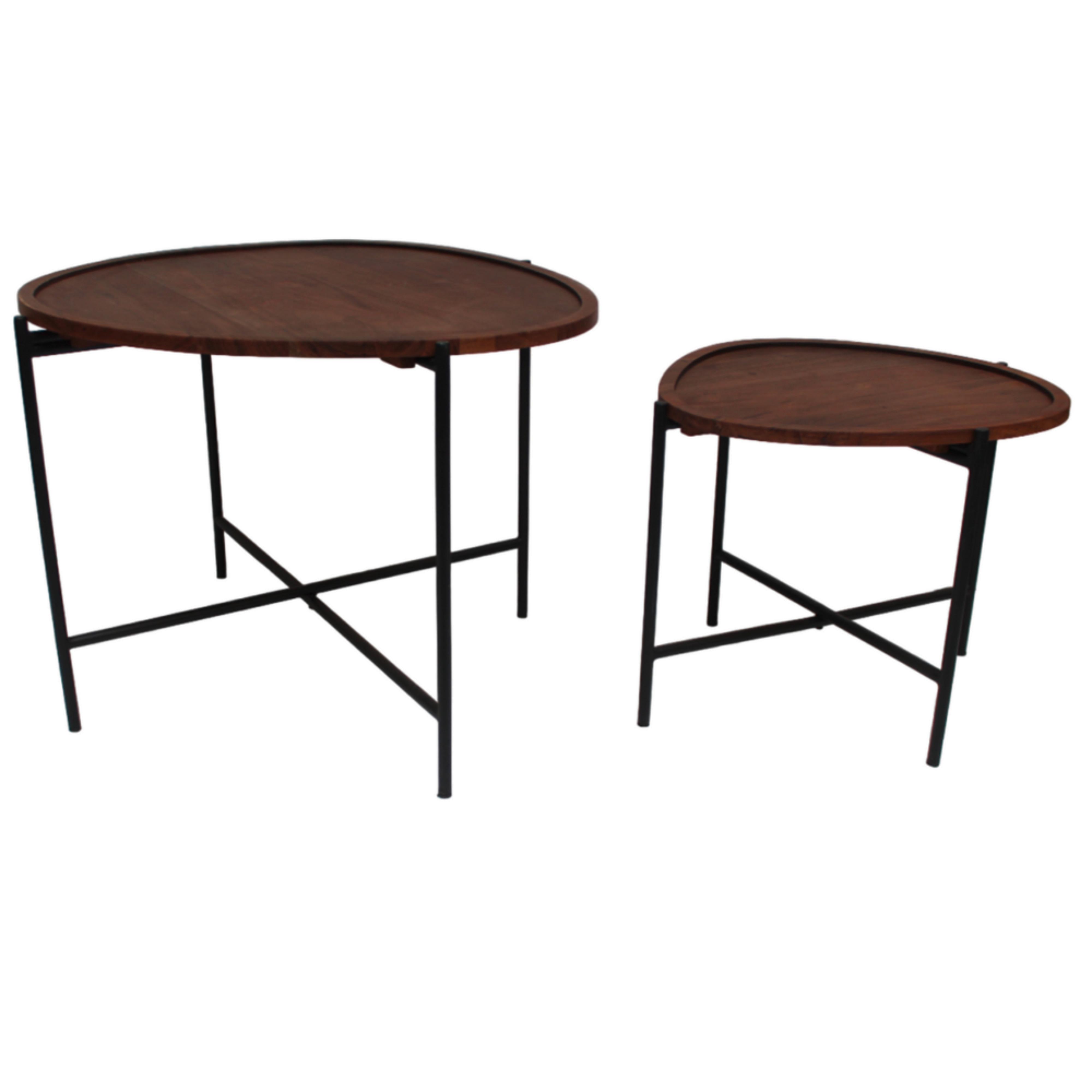 Couchtischset Lisse Braun, 65 Cm - Schwarz/Braun, MODERN, Holz/Metall (65/58/45cm) - MID.YOU