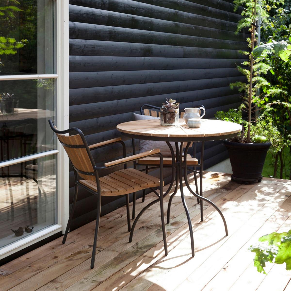 Balkonmöbel Set Ellen Teakholz - Anthrazit, Natur, Holz - Gardenson