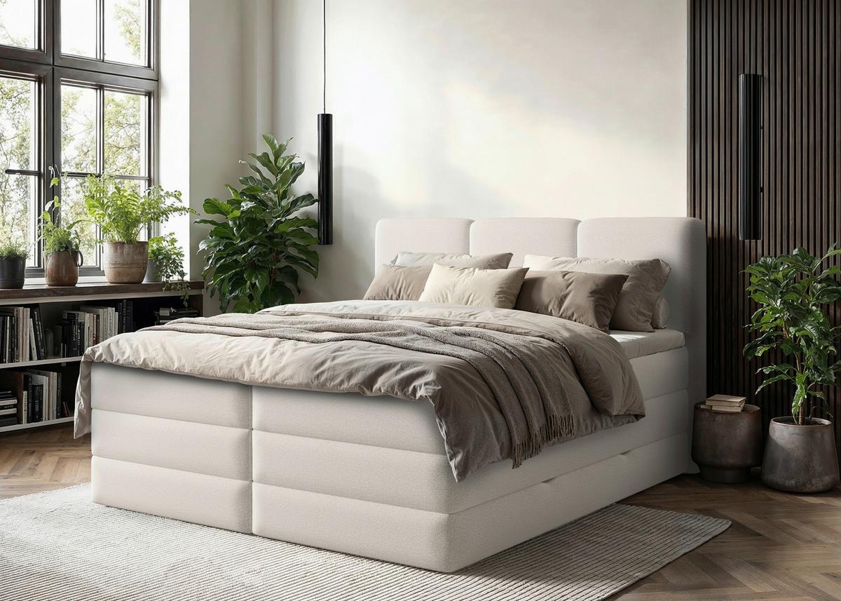 Boxspringbett Mit Topper & Bettkasten 160x200 Castel K - Schwarz/Weiß, MODERN, Holz/Holzwerkstoff (160/200cm) - MID.YOU