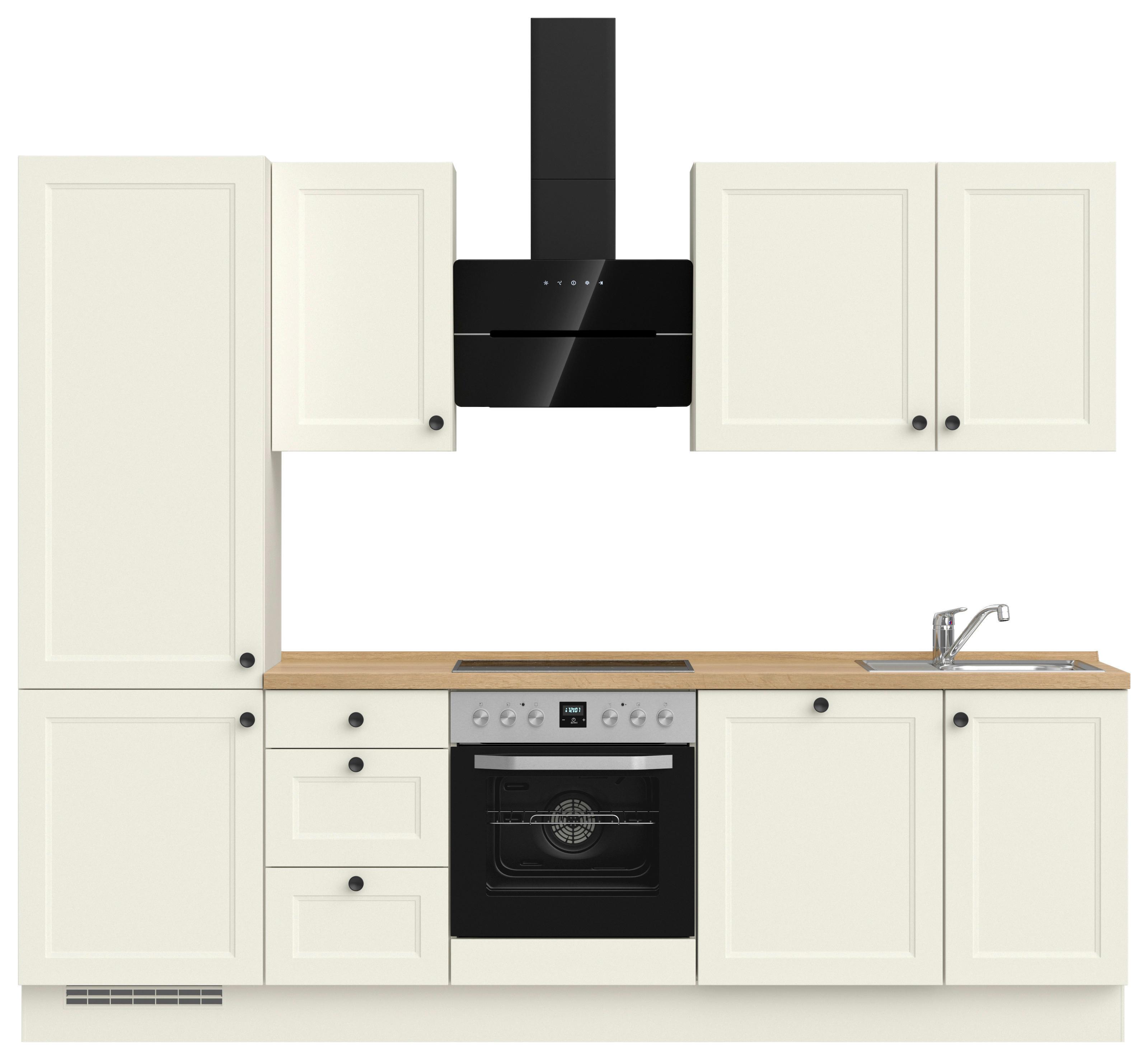 Kuchynská linka 270 cm, biela/dekor dub Sierra - čierna/biela, Modern, kov/kompozitné drevo (270cm) - Nobilia