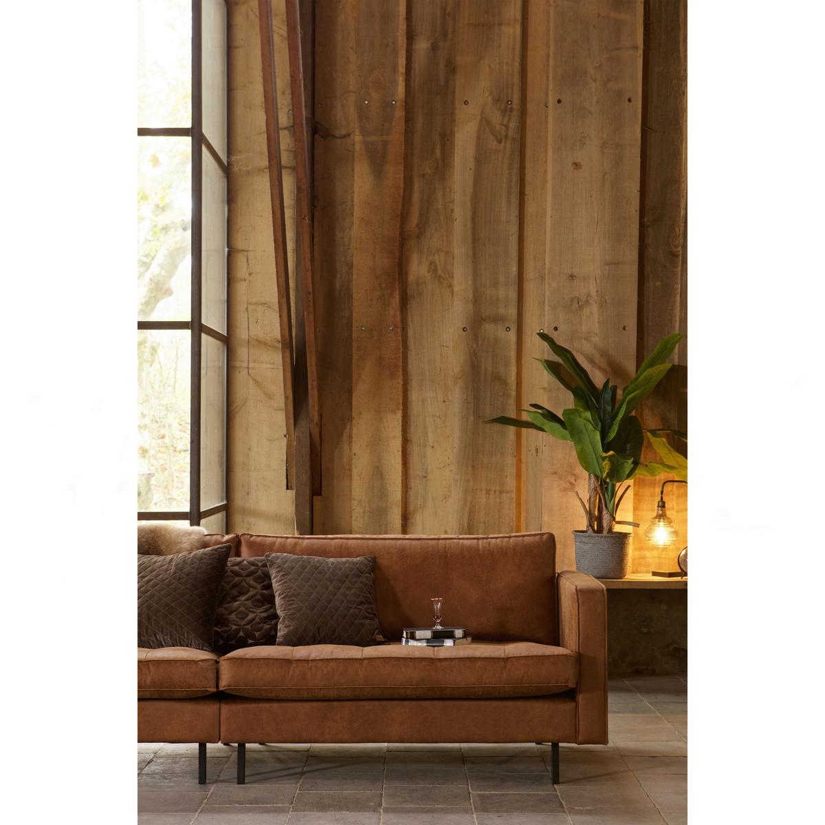 3-Sitzer-Sofa Rodeo Classic Cognac B: 275cm - Cognac/Schwarz, Design, Leder/Metall (275/83/88cm) - Livetastic
