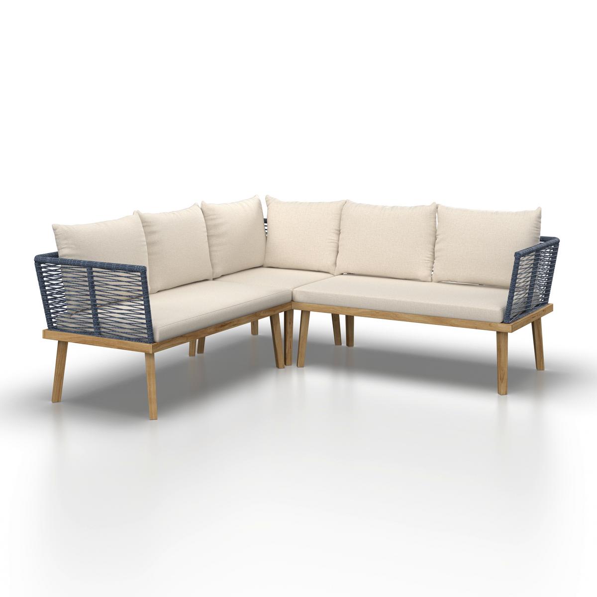 JEDÁLENSKÁ TERASOVÁ SÚPRAVA JULINA - farba akácie/krémová, Modern, kov/drevo (205/76/72cm) - Bessagi Garden