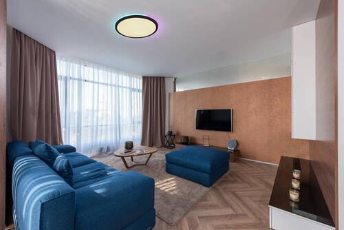 LED-Deckenleuchte 41391-40r - Opal/Schwarz, Design, Kunststoff/Metall (45/7cm) - Globo