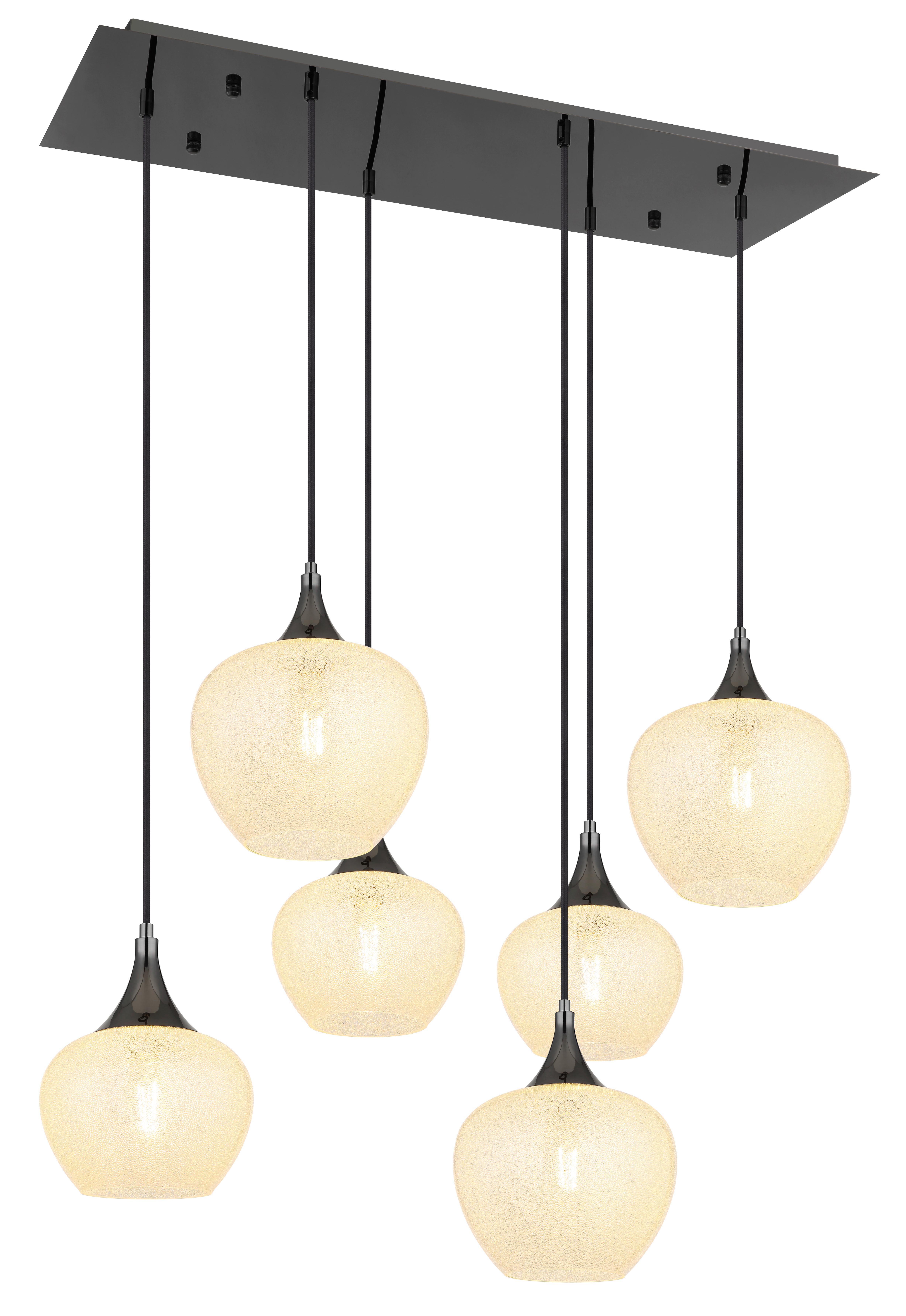 HÄNGELEUCHTE Exkl. 6xE27 40W - Klar/Schwarz, KONVENTIONELL, Glas/Metall (86/42/120cm) - Globo