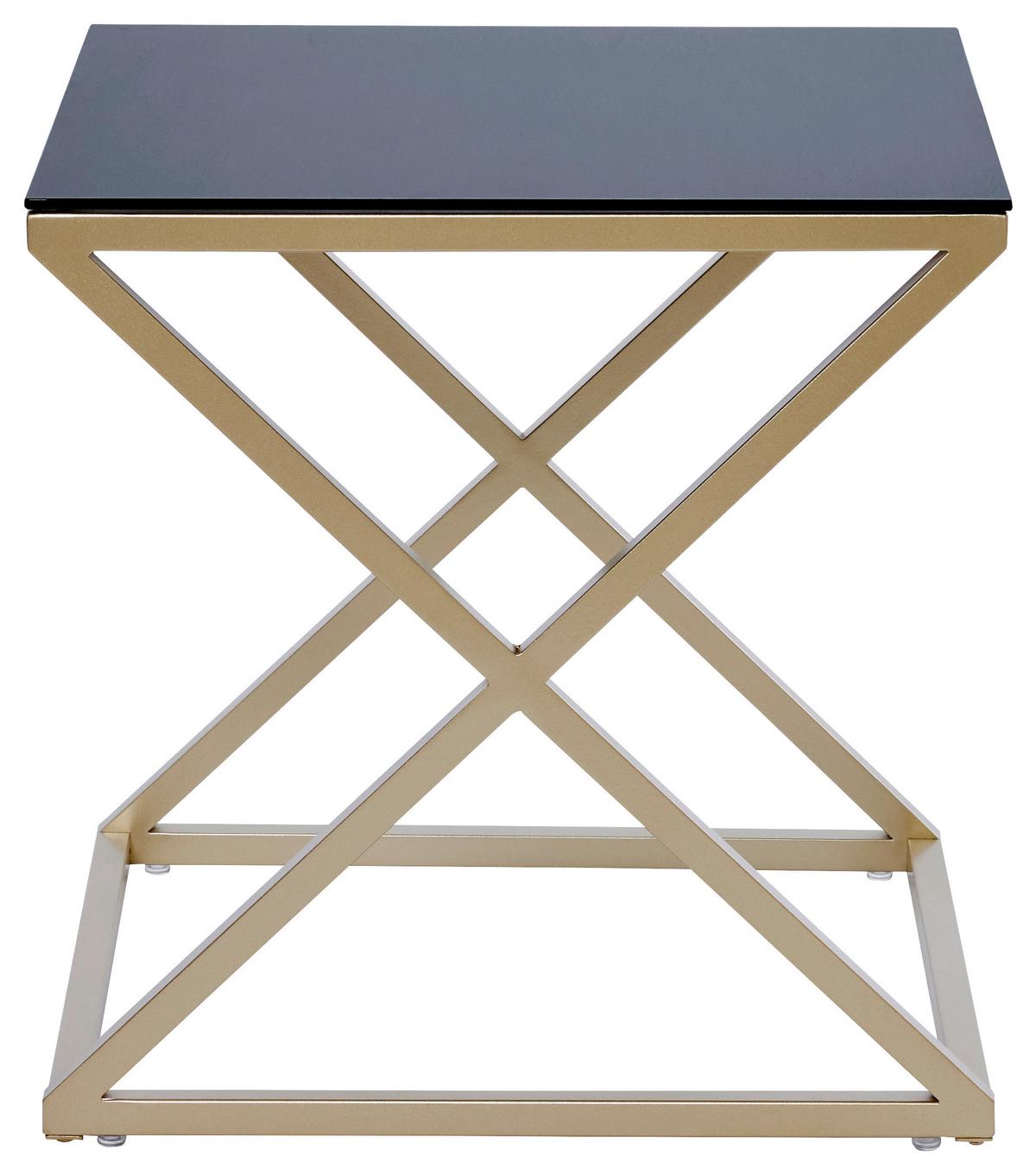 Beistelltisch Xtra By Side - Goldfarben/Schwarz, MODERN, Glas/Metall (50/50/50cm) - Livetastic