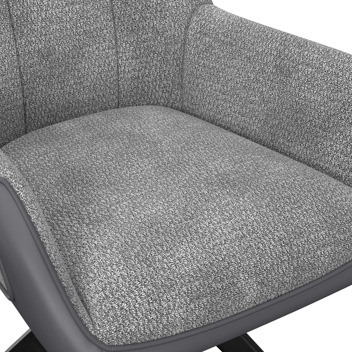 Armlehnstuhl Caro Chenille grau, B: 66cm - Schwarz/Grau, Trend, Textil/Metall (66/87/62cm)