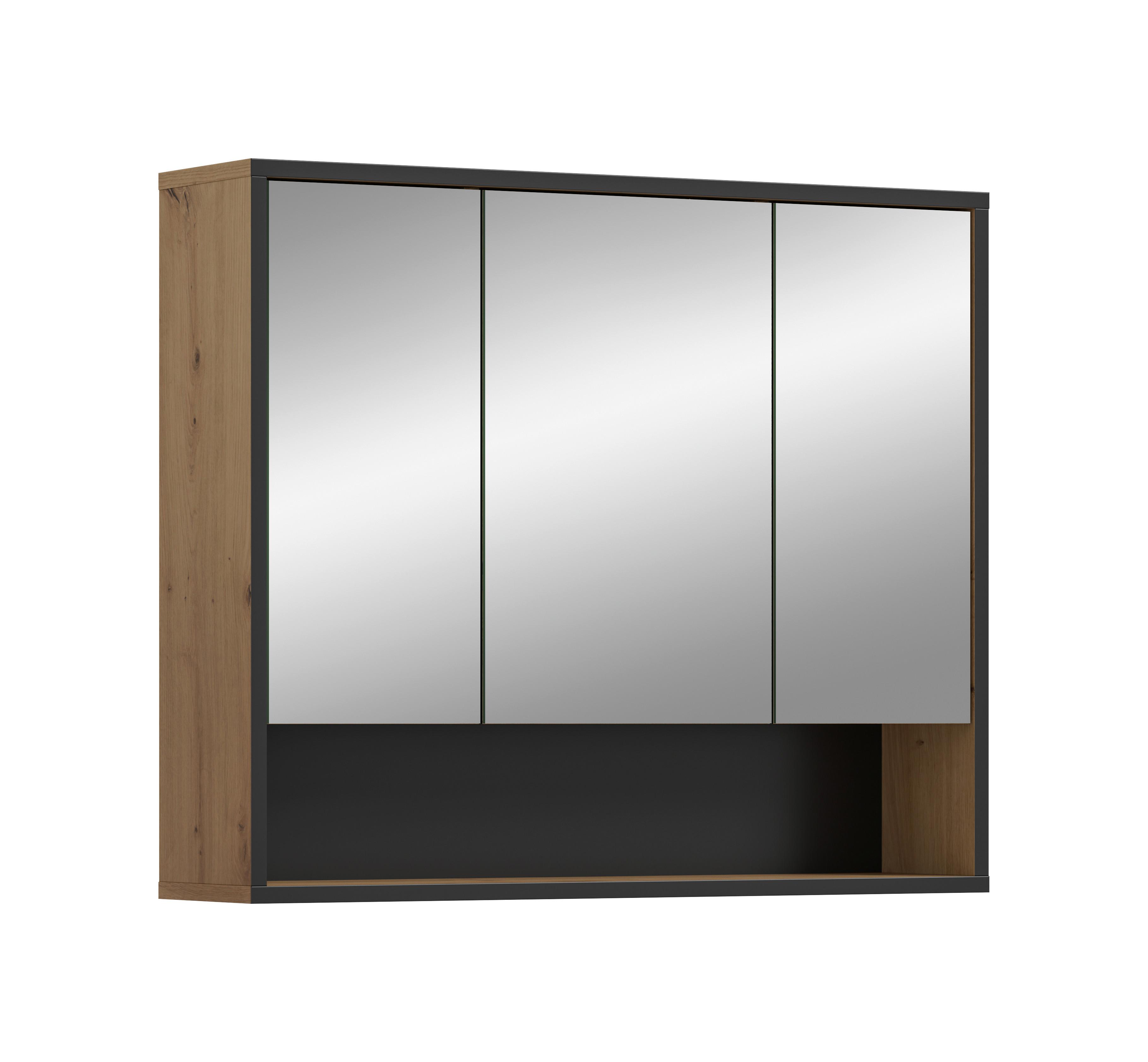 Spiegelschrank Bagno Eiche Artisan Dekor B: 80cm - Eiche Artisan, Trend, Glas/Holzwerkstoff (80/68/19cm) - MID.YOU