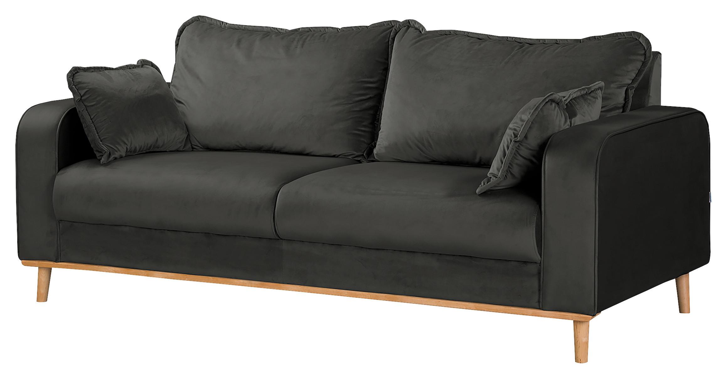 3-Sitzer-Sofa Beata Dunkelgrau B: 193 cm - Wengefarben/Dunkelgrau, Design, Textil (193/86/87cm) - Livetastic
