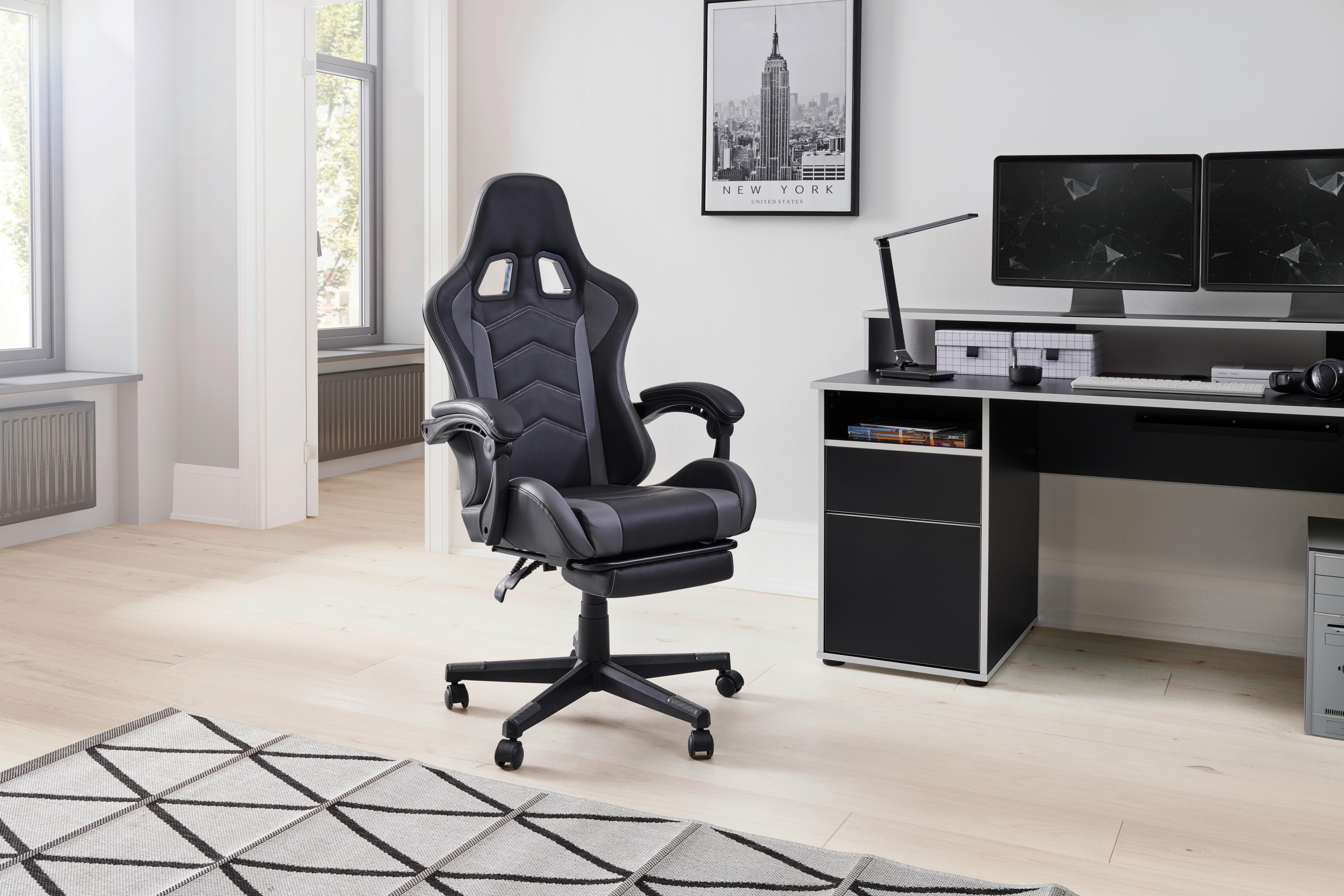 Gamingstuhl Miami - Schwarz/Grau, LIFESTYLE, Kunststoff/Textil (64/124-134/70cm) - MID.YOU