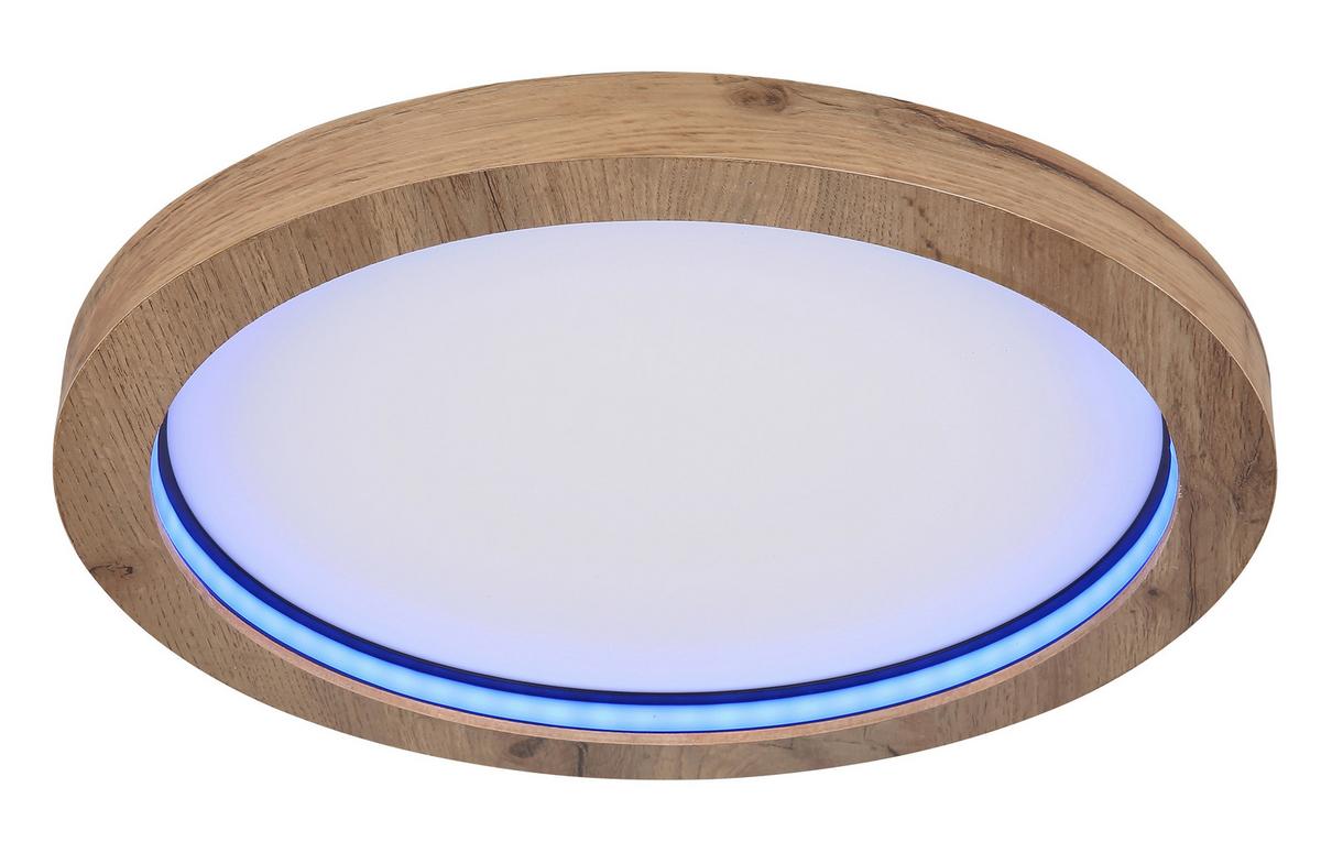 LED-Deckenleuchte 41374-24r - Dunkelbraun/Opal, Natur, Holzwerkstoff/Kunststoff (40/6,5cm) - Globo