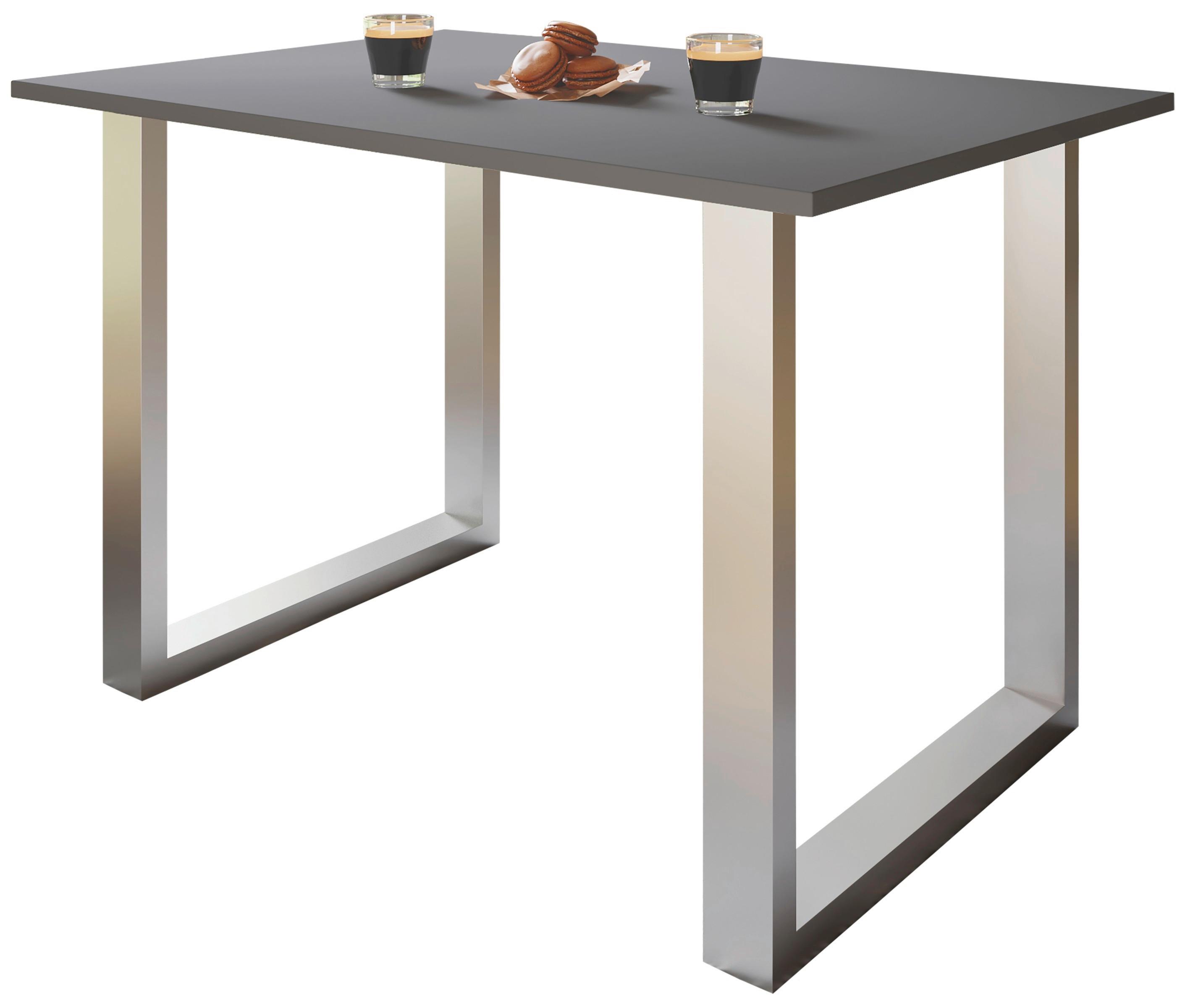 Schreibtisch Lona Anthrazit B: 110 cm - Anthrazit/Silberfarben, Design, Holzwerkstoff/Metall (110/80/76cm) - MID.YOU