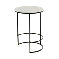 Beistelltisch Rund Mit Marmorplatte Louis, Weiß - Schwarz/Weiß, MODERN, Stein/Metall (44,5/44,5/64cm) - Kayoom