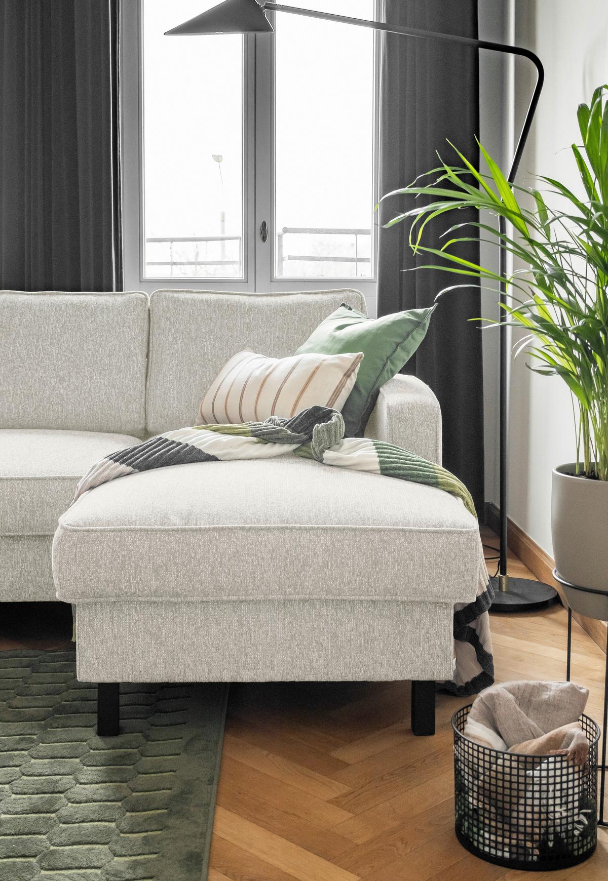 Ecksofa Molly Beige S: 228x148 cm - Beige/Schwarz, Textil (228/148cm) - MID.YOU