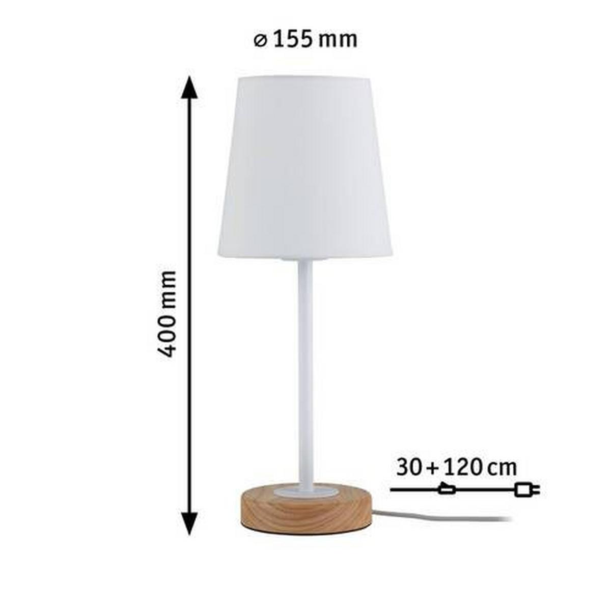 Tischlampe dimmbar Braun/Weiß 79636 - Braun/Weiß, Design, Holz/Textil (15,5/40cm) - Paulmann