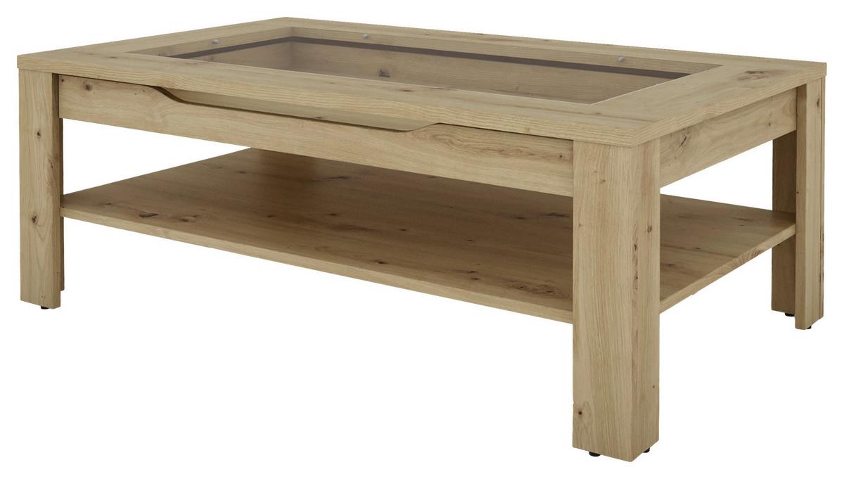 Couchtisch mit Stauraum Ralph Eiche Artisan Dekor - Eiche Artisan, Basics, Glas/Holzwerkstoff (110/67/43cm) - MID.YOU